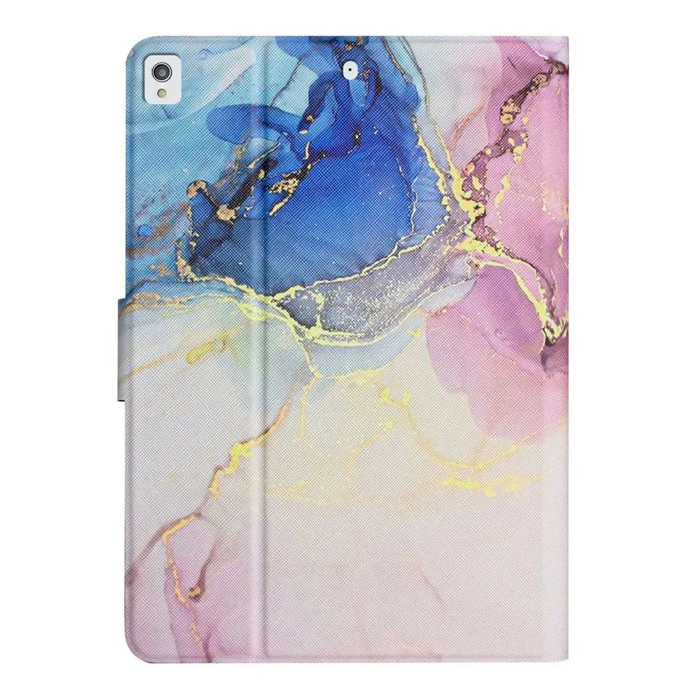 For iPad 10.2 (2021) / (2020) / iPad Air 10.5 inch (2019) Marble Pattern Printing Stand Leather Tablet Case with Card Holder and Auto Wake / Sleep - Pink Blue Marble - 7