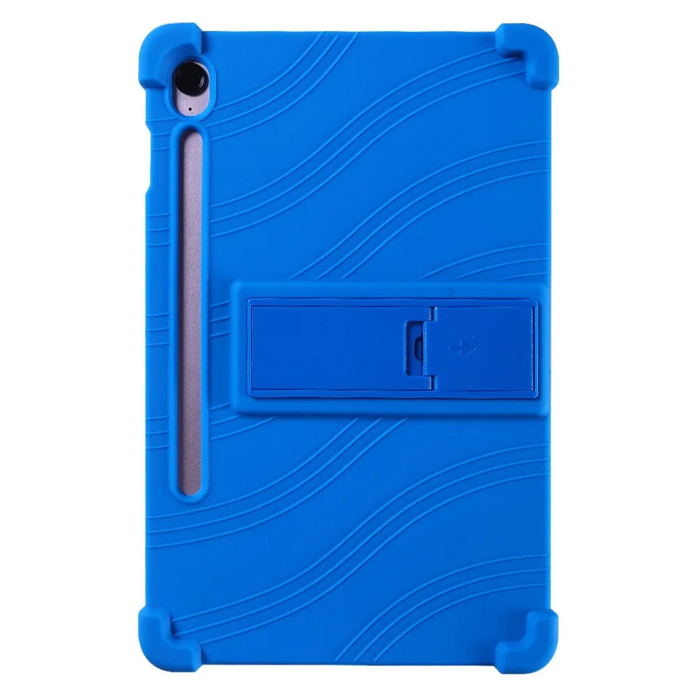 For Samsung Galaxy Tab S10 FE+ Silicone Case with Kickstand Rugged Protective Cover - Dark Blue - 2