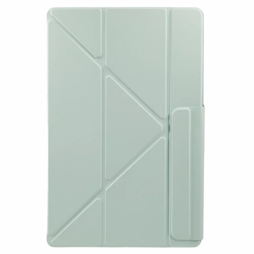 For Samsung Galaxy Tab S10 FE+ Case PC + PU Leather Origami Stand Magnetic Tablet Cover - Light Green - 7