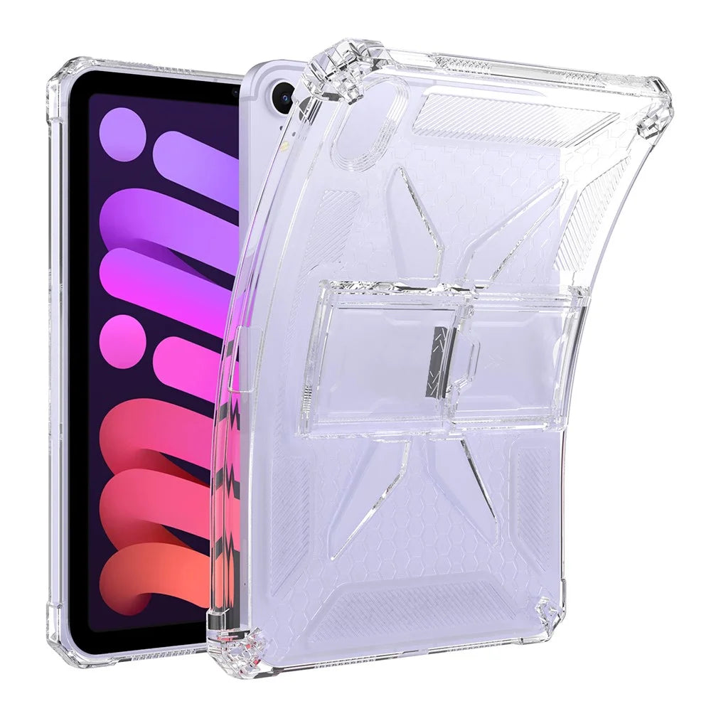 For iPad mini (2024)  /  (2021) Clear Case Kickstand Shockproof TPU + PC Tablet Cover with Pen Slot - 2
