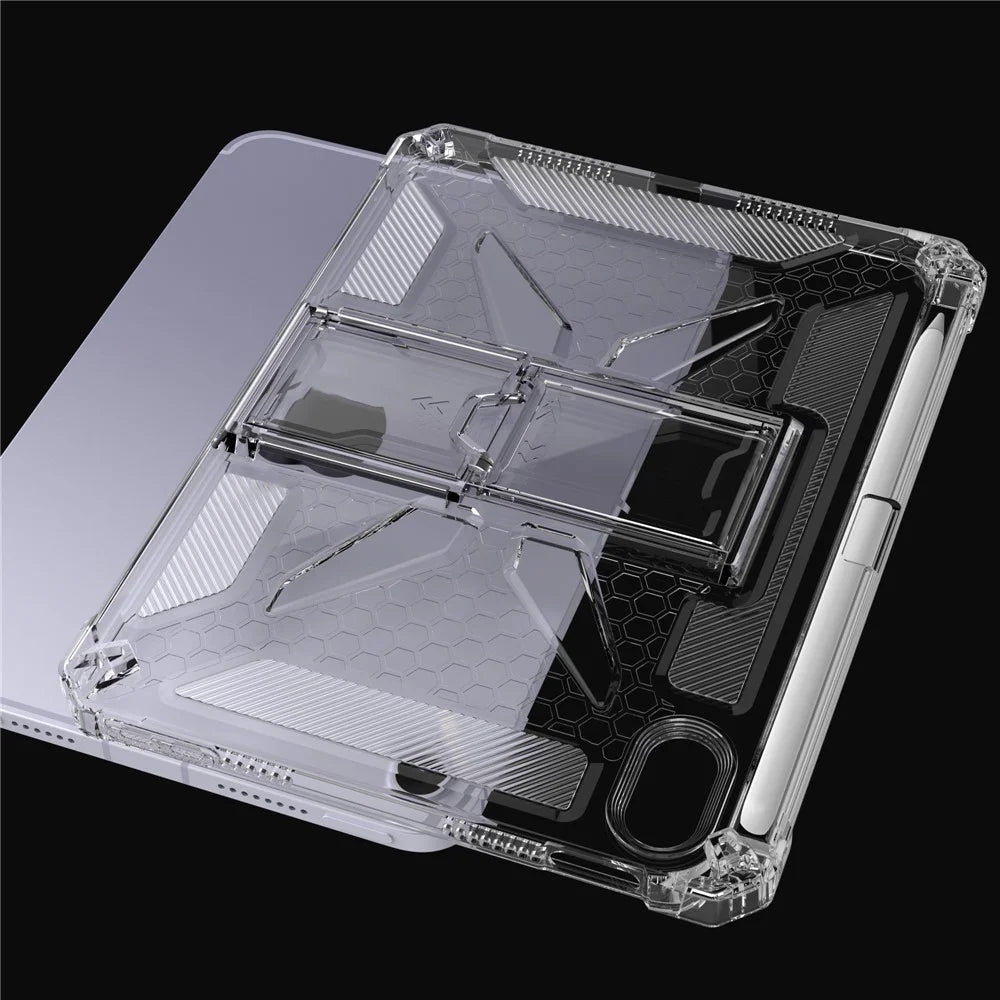 For iPad mini (2024)  /  (2021) Clear Case Kickstand Shockproof TPU + PC Tablet Cover with Pen Slot - 7