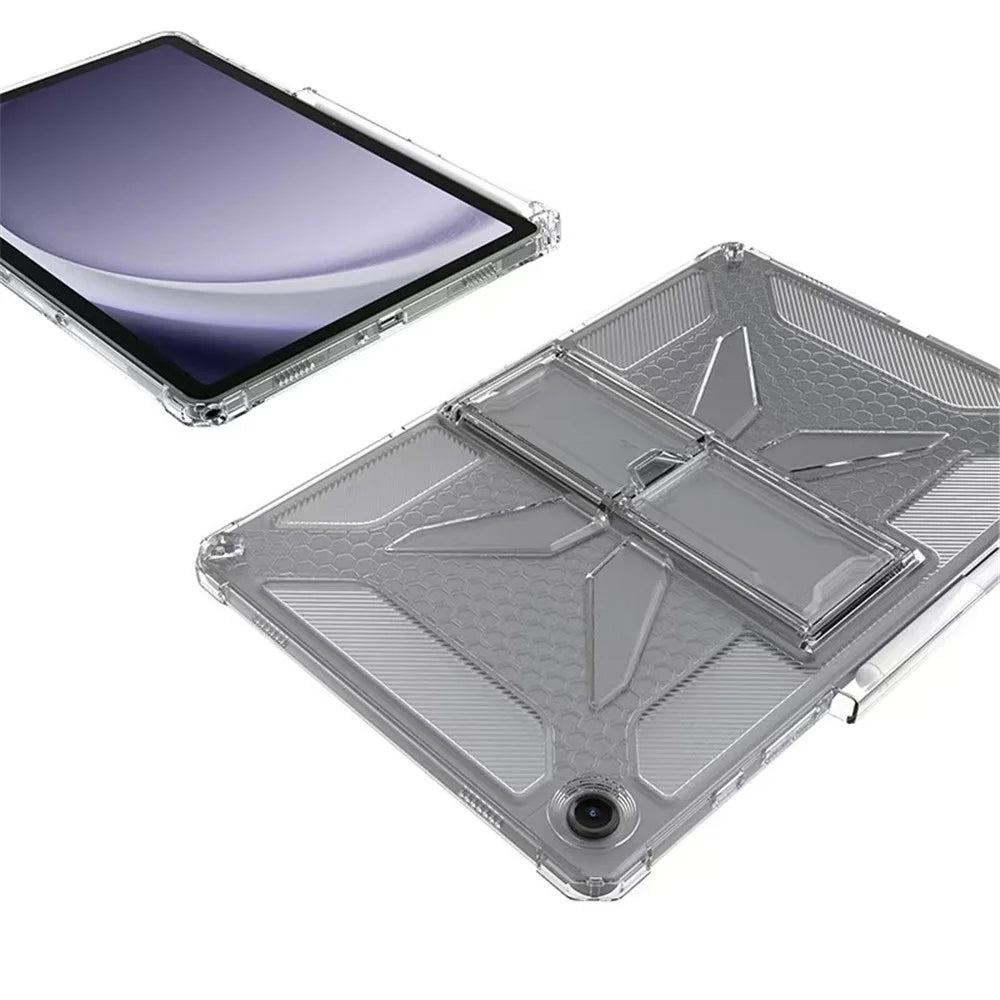For Samsung Galaxy Tab A9 Clear Case Kickstand Shockproof TPU + PC Tablet Cover with Pen Slot - 4