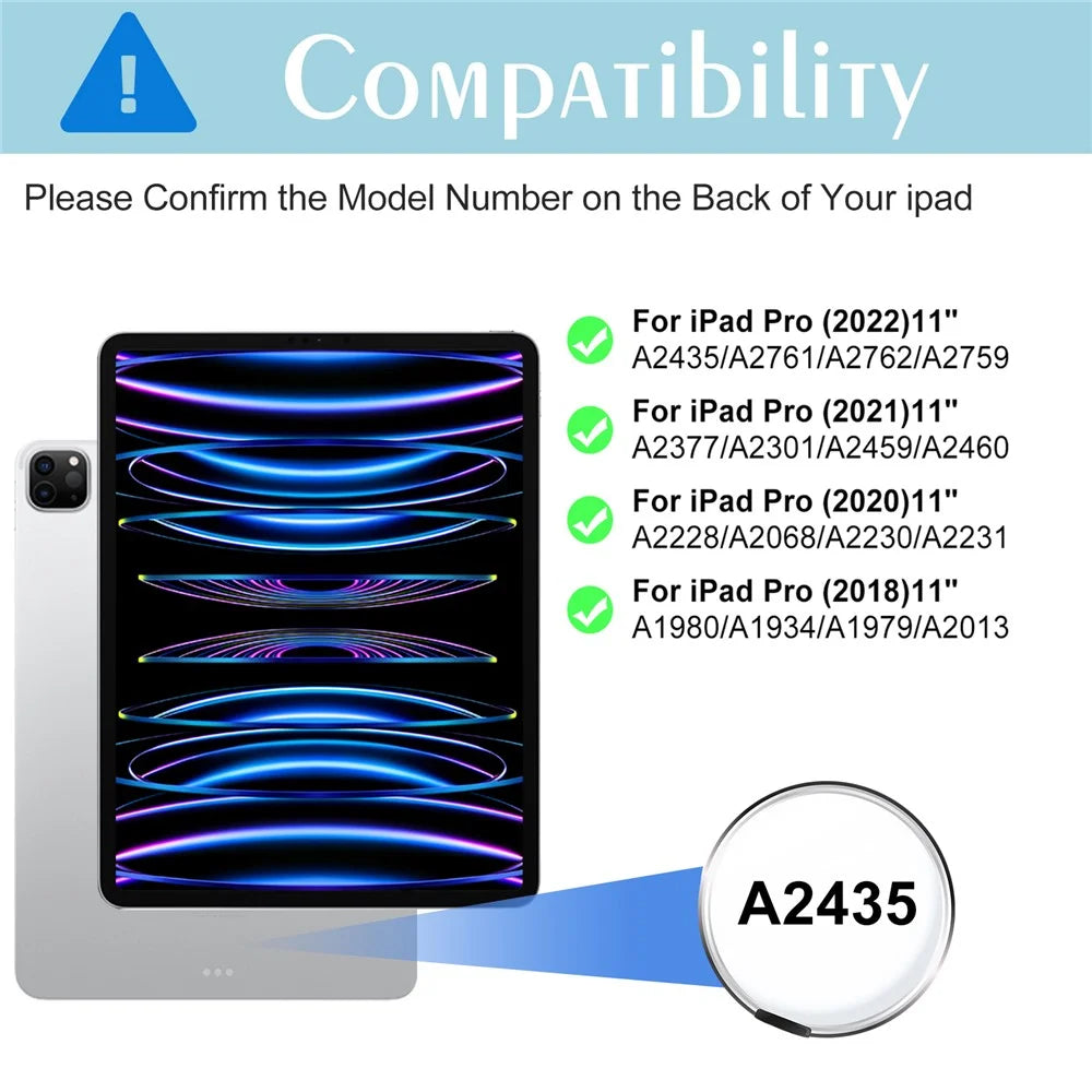 Tablet Case For iPad Pro 11 (2022) / (2021) / (2020) / (2018) , Folding Stand Magnetic Detachable Cover with Auto Sleep Wake - Purple - 5