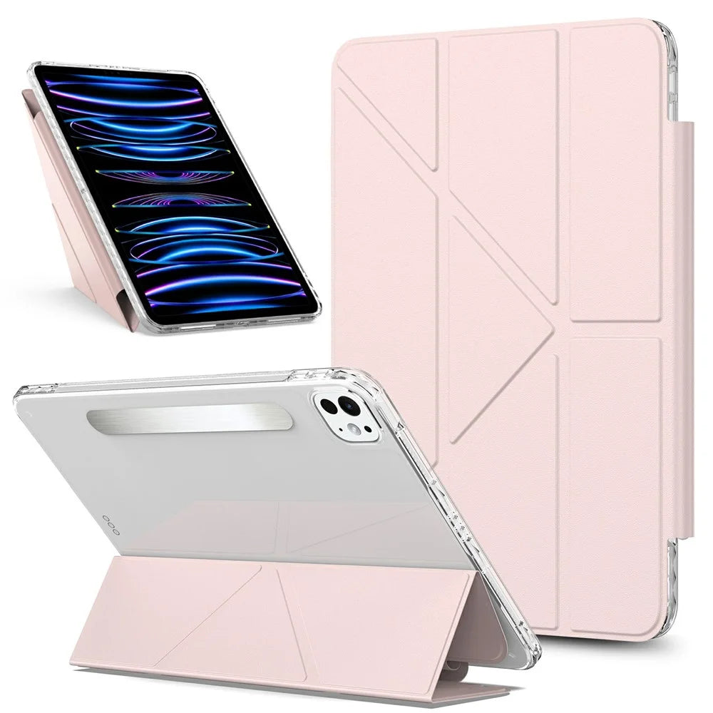 For iPad Pro 11 (2025) / 11 (2024) Tablet Case Stand Magnetic Detachable PU Leather Cover with Auto Wake / Sleep - Pink - 1