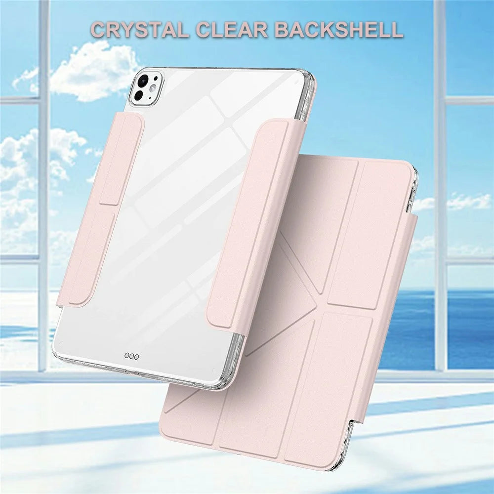 For iPad Pro 13 (2025) / 13 (2024) Tablet Case Stand Magnetic Detachable PU Leather Cover with Auto Wake  /  Sleep - Pink - 2