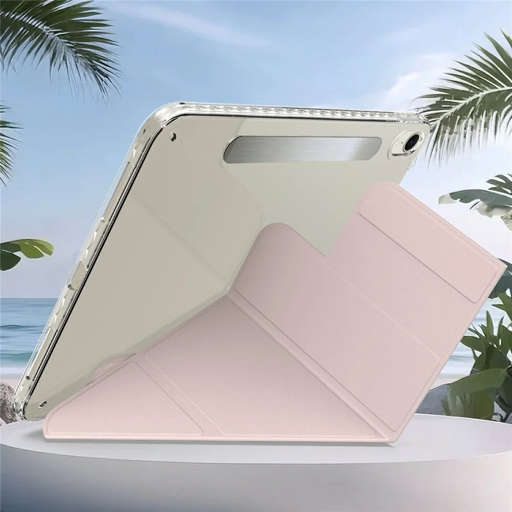 For iPad mini (2024)  /  (2021) Tablet Case Stand Magnetic Detachable PU Leather Cover with Auto Wake  /  Sleep - Pink - 5