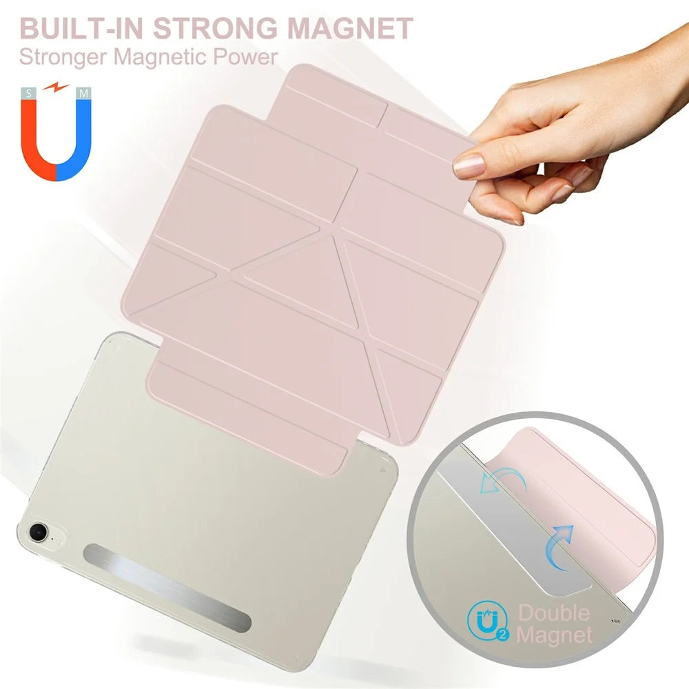 For iPad mini (2024)  /  (2021) Tablet Case Stand Magnetic Detachable PU Leather Cover with Auto Wake  /  Sleep - Pink - 6