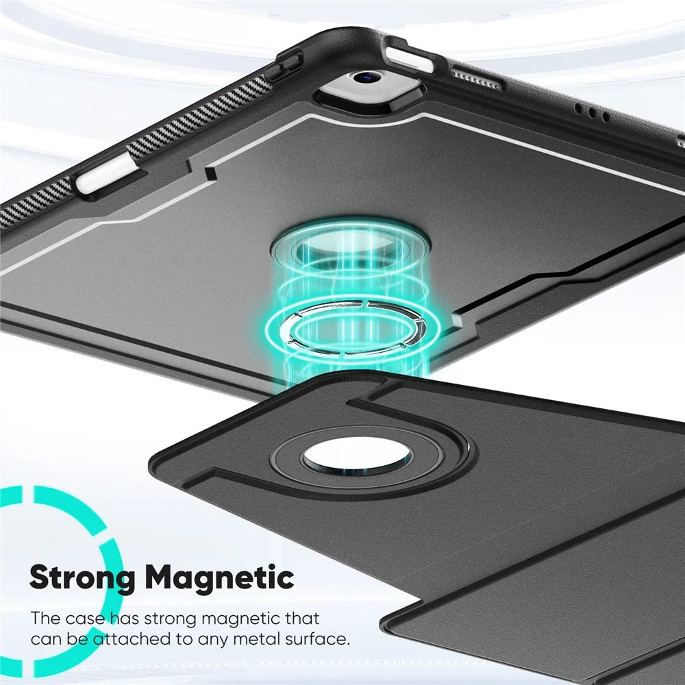 Tablet Case for iPad Air 13 (2026) / (2025) / (2024) / Pro 12.9 (2022) / (2021) / (2020) / (2018) Detachable PC + TPU + PU Leather Flip Cover - Black - 5