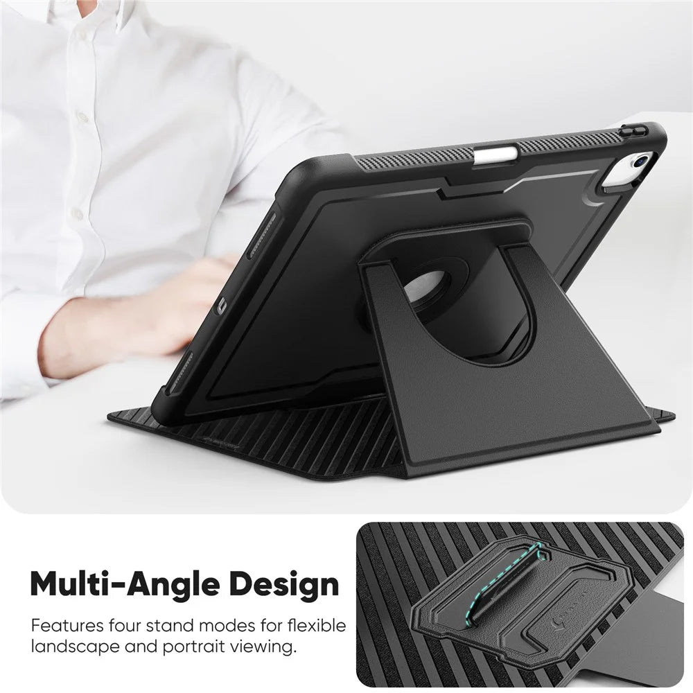 Tablet Case for iPad Air 13 (2026) / (2025) / (2024) / Pro 12.9 (2022) / (2021) / (2020) / (2018) Detachable PC + TPU + PU Leather Flip Cover - Black - 6