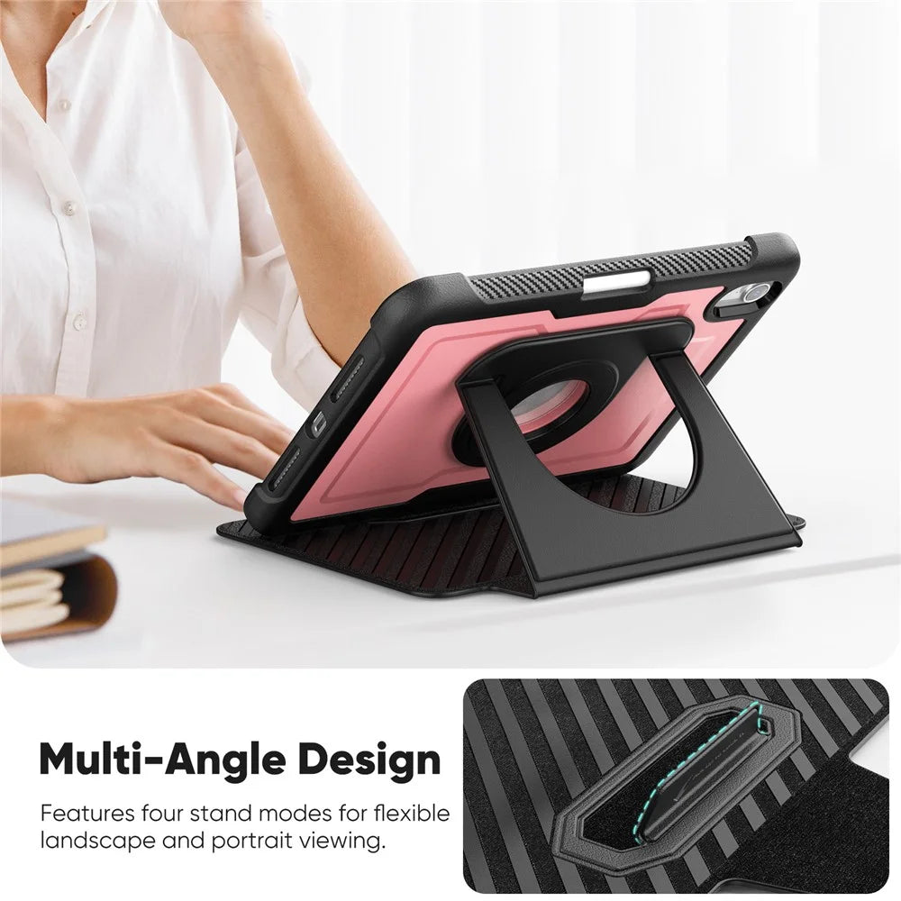 For iPad mini (2024)  /  (2021) Tablet Case Detachable PC + TPU + PU Leather Flip Cover - Pink - 7