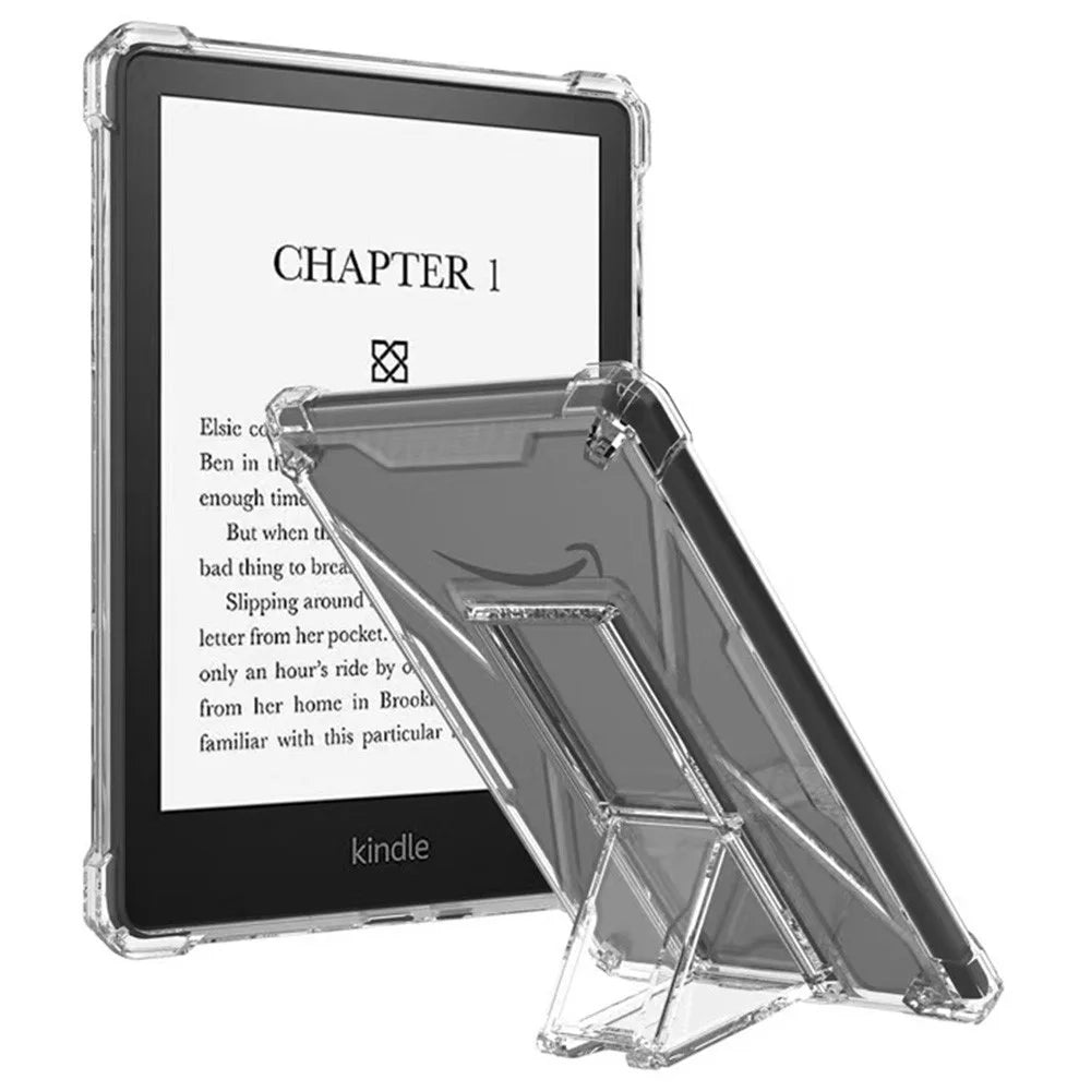 For Amazon Kindle Paperwhite 4 (2018) Clear Case Kickstand Shockproof TPU + PC Tablet Cover with Pen Slot - 2