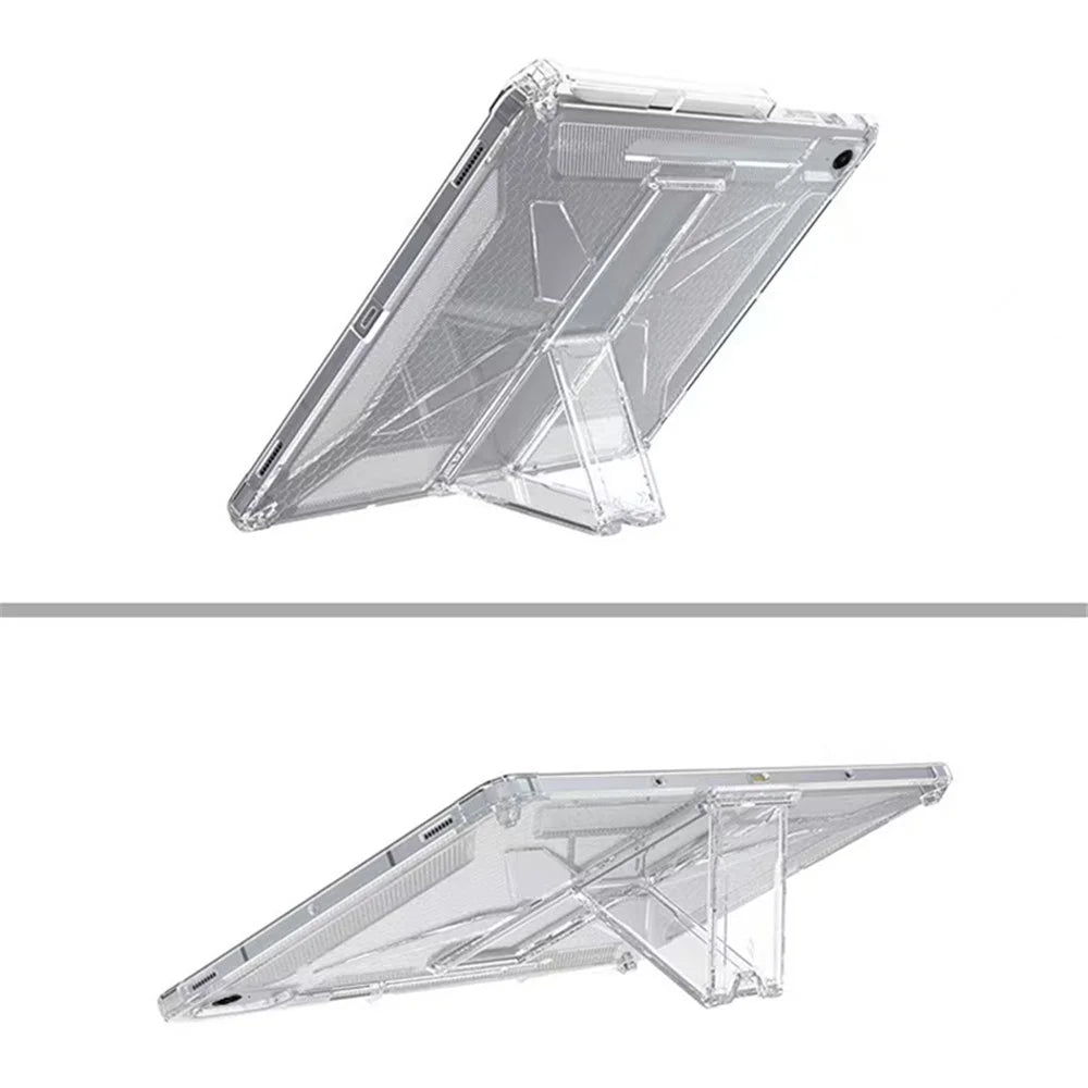 For Samsung Galaxy Tab S10 FE+ Clear Case Kickstand Shockproof TPU + PC Tablet Cover with Pen Slot - 4
