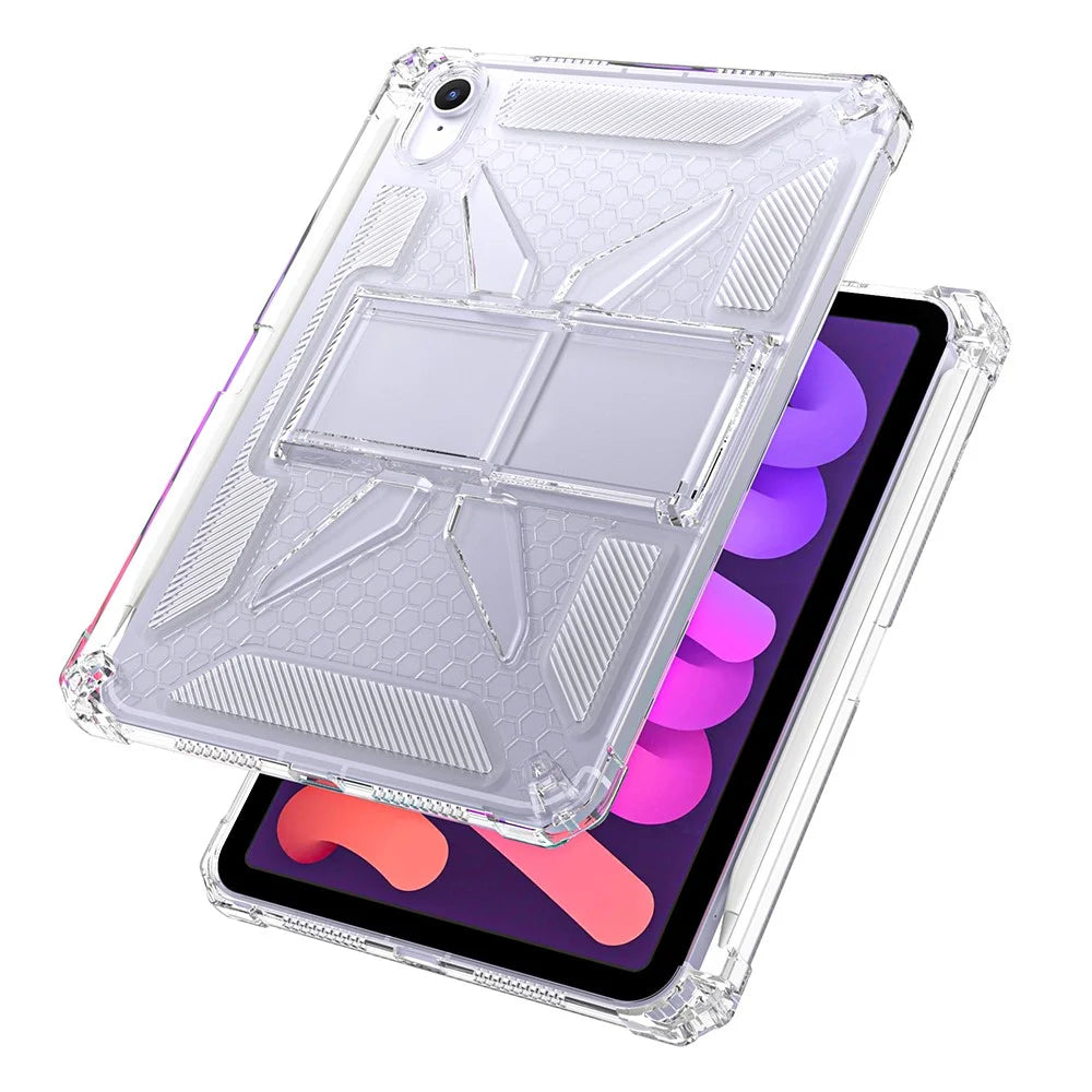 Clear Case For iPad Air 11 (2026) / (2025) / (2024)  /  Air (2022)  /  (2020)  /  Pro 11-inch (2018) Kickstand Shockproof TPU + PC Tablet Cover with Pen Slot - 4