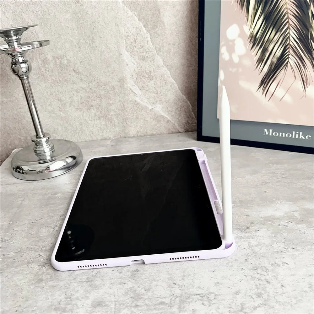 Tablet Case For iPad Air 11 (2026) / (2025) / (2024) / Air (2022) /  (2020) / Pro 11-inch (2018) , Solid Color TPU Cover with Pencil Holder - Purple - 3