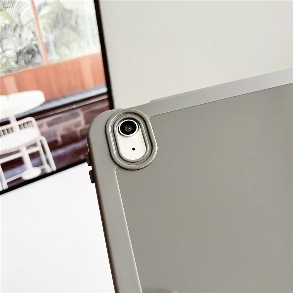 For iPad 10.9 (2022) Case Solid Color TPU Tablet Cover with Pencil Holder - Grey - 6