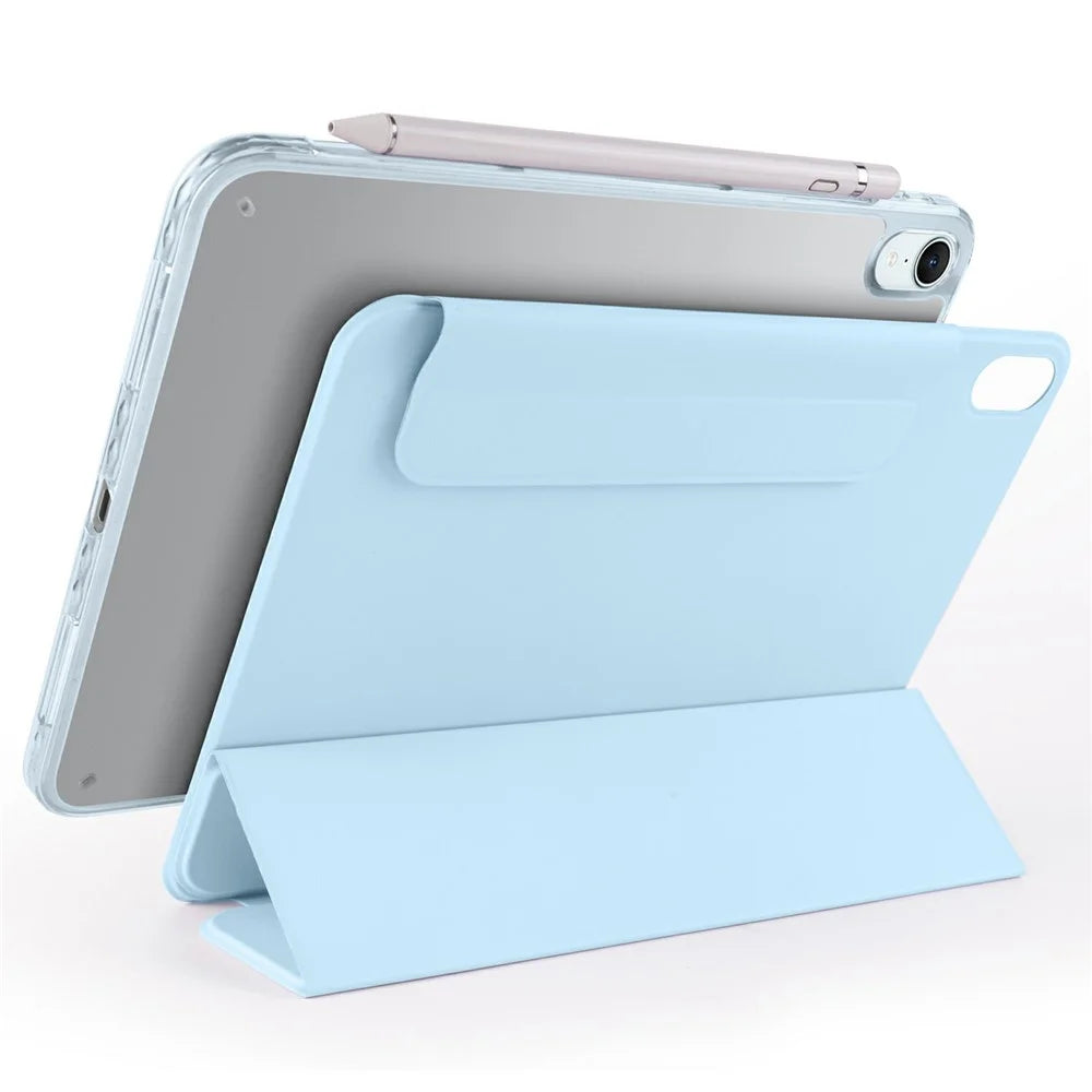 For iPad mini (2024)  /  (2021) Case Folding Stand Magnetic Leather Tablet Cover - Baby Blue - 2