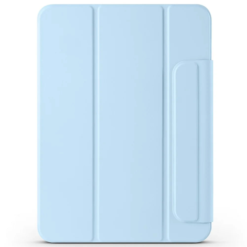 For iPad mini (2024)  /  (2021) Case Folding Stand Magnetic Leather Tablet Cover - Baby Blue - 6