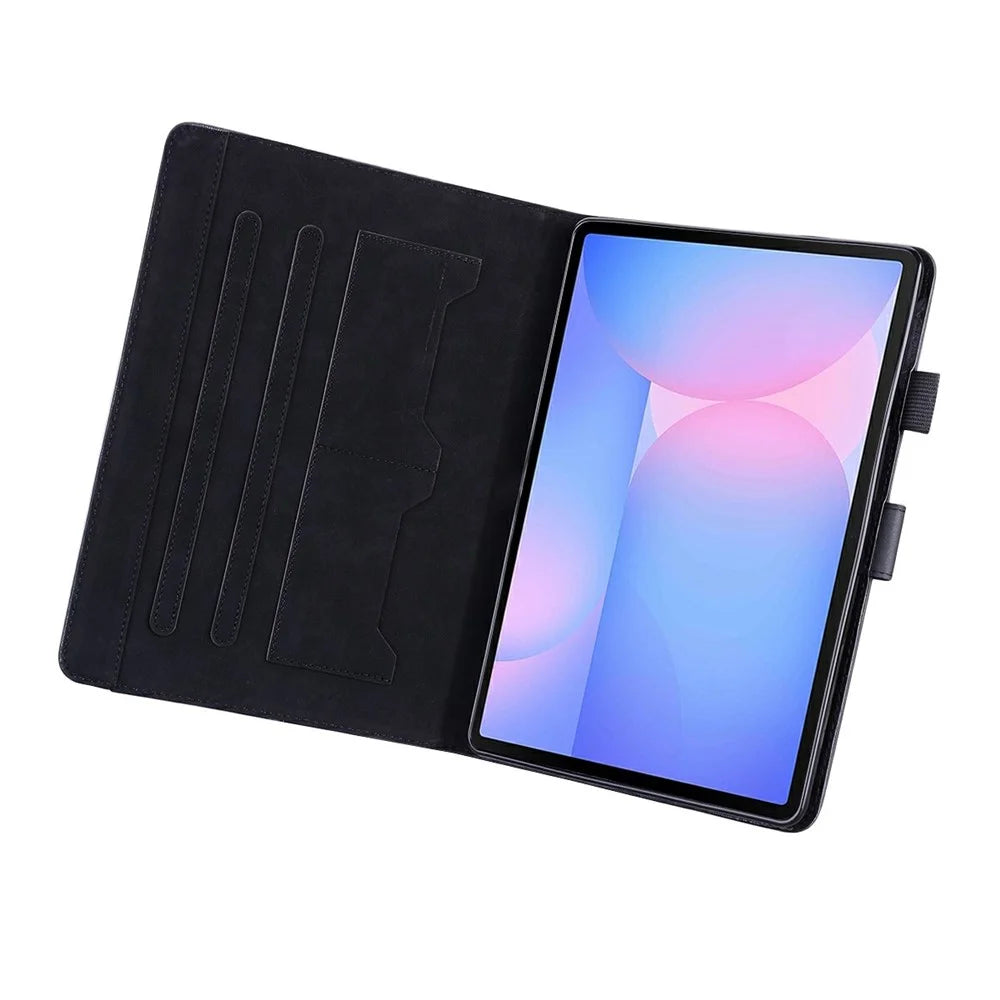 For Samsung Galaxy Tab S10 FE+ Case Tablet Stand Leather Cover Card Slots Animal Pattern - Black - 2