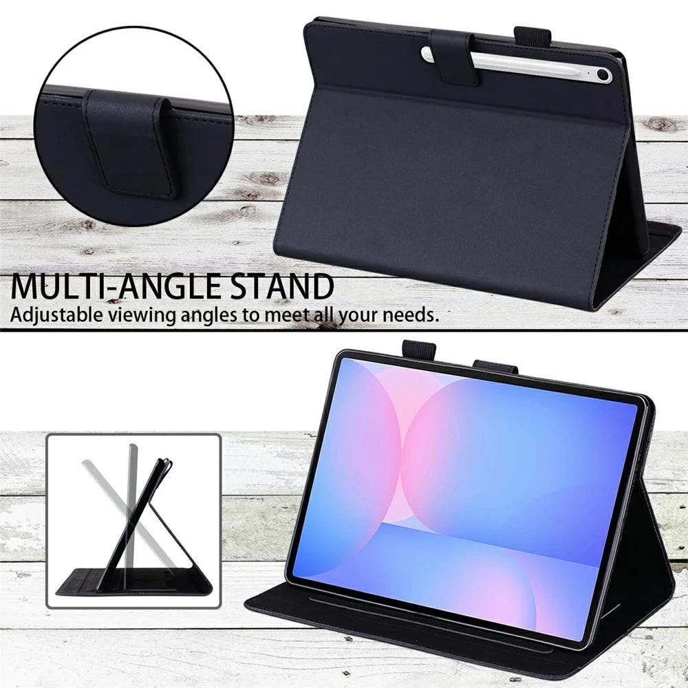 For Samsung Galaxy Tab S10 FE+ Case Tablet Stand Leather Cover Card Slots Animal Pattern - Black - 3
