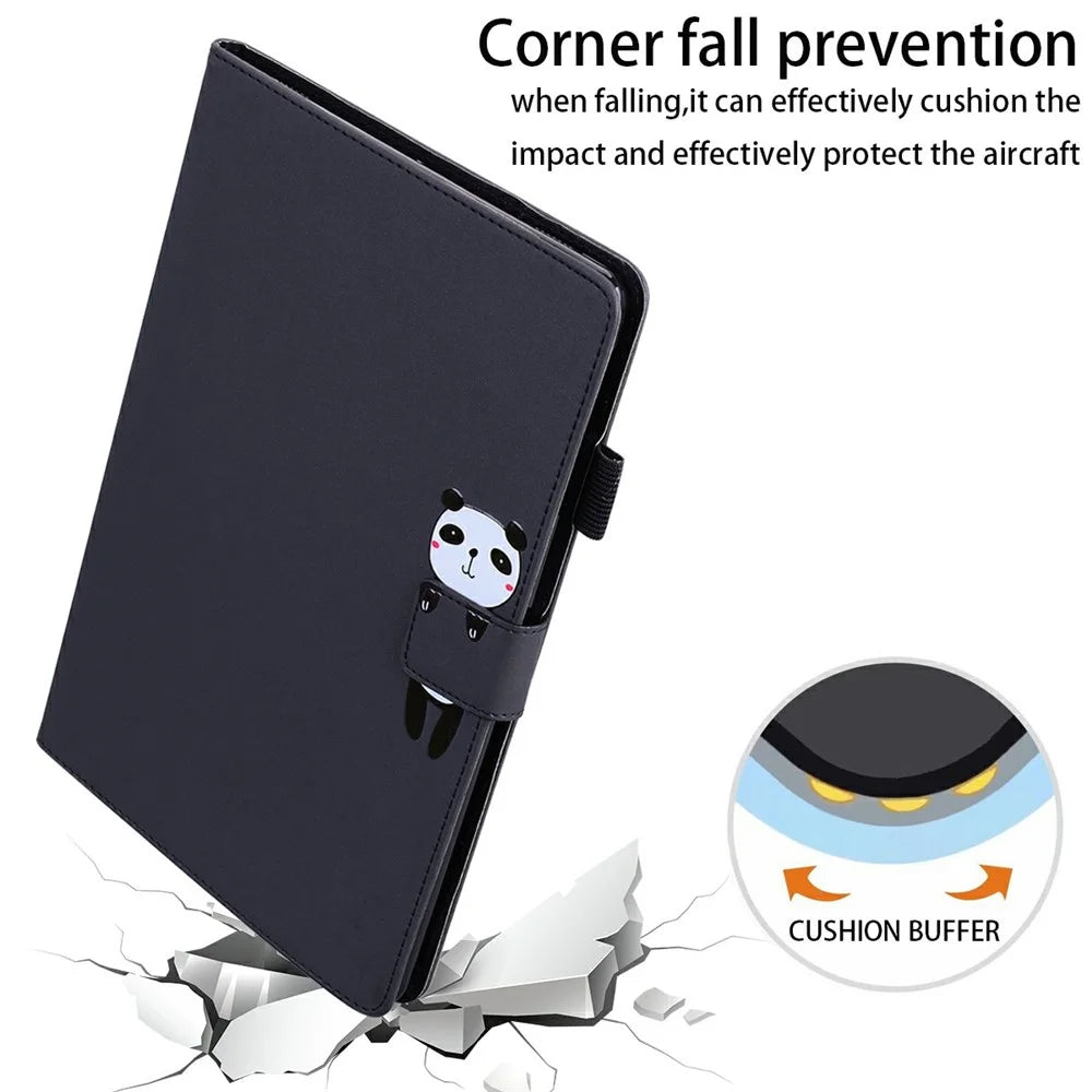 For Samsung Galaxy Tab S10 FE+ Case Tablet Stand Leather Cover Card Slots Animal Pattern - Black - 6
