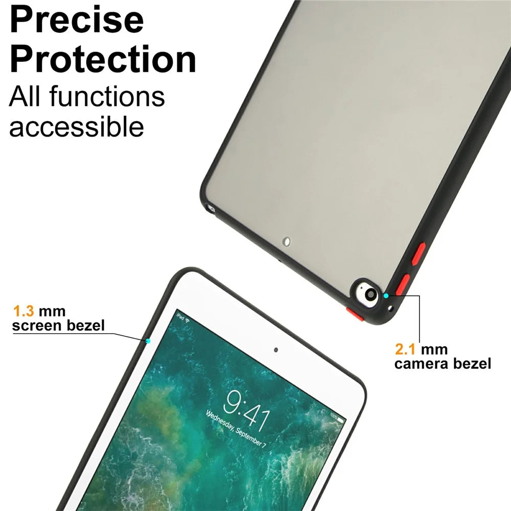 For iPad mini (2019) 7.9 inch  /  mini 4 Case Skin Touch Matte Acrylic TPU Shockproof Tablet Cover - Black - 5