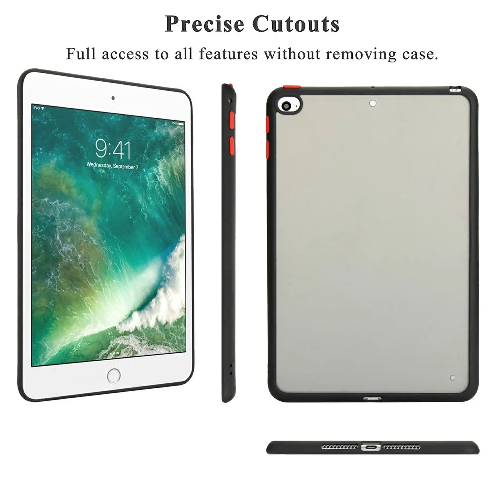 For iPad mini (2019) 7.9 inch  /  mini 4 Case Skin Touch Matte Acrylic TPU Shockproof Tablet Cover - Black - 6