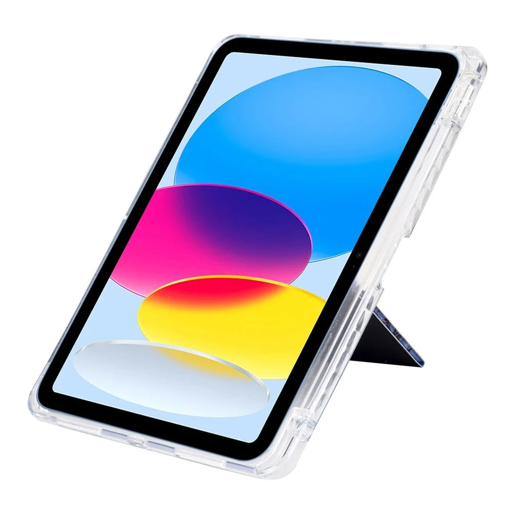 For iPad mini (2024) / (2021) Case Y-Fold Stand Pattern Print Leather + Clear Acrylic Tablet Cover with Pencil Holder - Phantom Wolf - 3