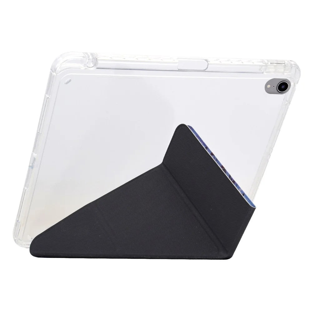 For iPad mini (2024) / (2021) Case Y-Fold Stand Pattern Print Leather + Clear Acrylic Tablet Cover with Pencil Holder - Phantom Wolf - 4
