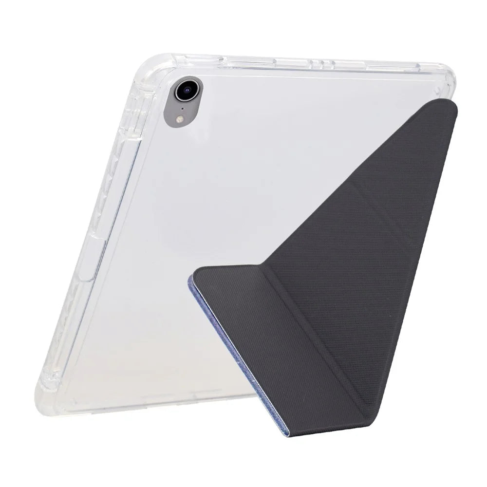 For iPad mini (2024) / (2021) Case Y-Fold Stand Pattern Print Leather + Clear Acrylic Tablet Cover with Pencil Holder - Phantom Wolf - 5