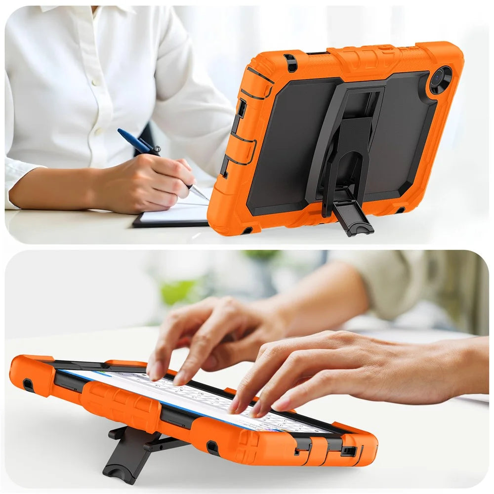 For Lenovo Tab K9 TB305FU Case with Shoulder Strap Kickstand PC + Silicone Shockproof Tablet Cover - Orange - 7