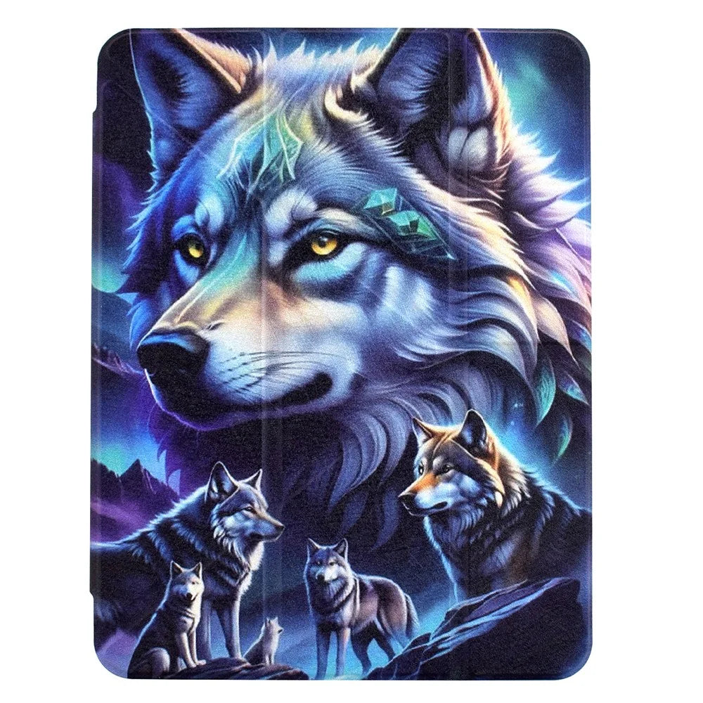 Tablet Case For iPad Air 11 (2026) / (2025) / (2024) / Air (2022) / (2020) / Pro 11 (2022) / (2021) / (2020) / (2018) , Pattern Leather + Acrylic Cover - Phantom Wolf - 6