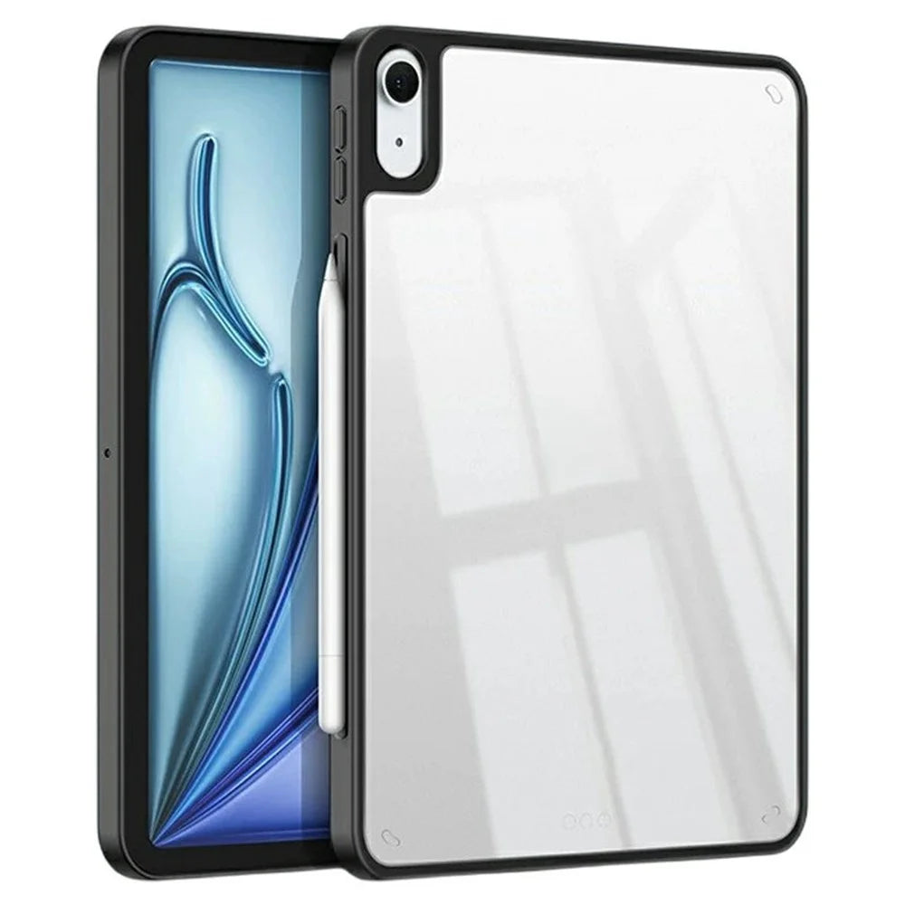 For iPad (2025) / iPad 10.9 (2022) Case TPU + Acrylic + PC Matte Shockproof Tablet Cover - Black - 1