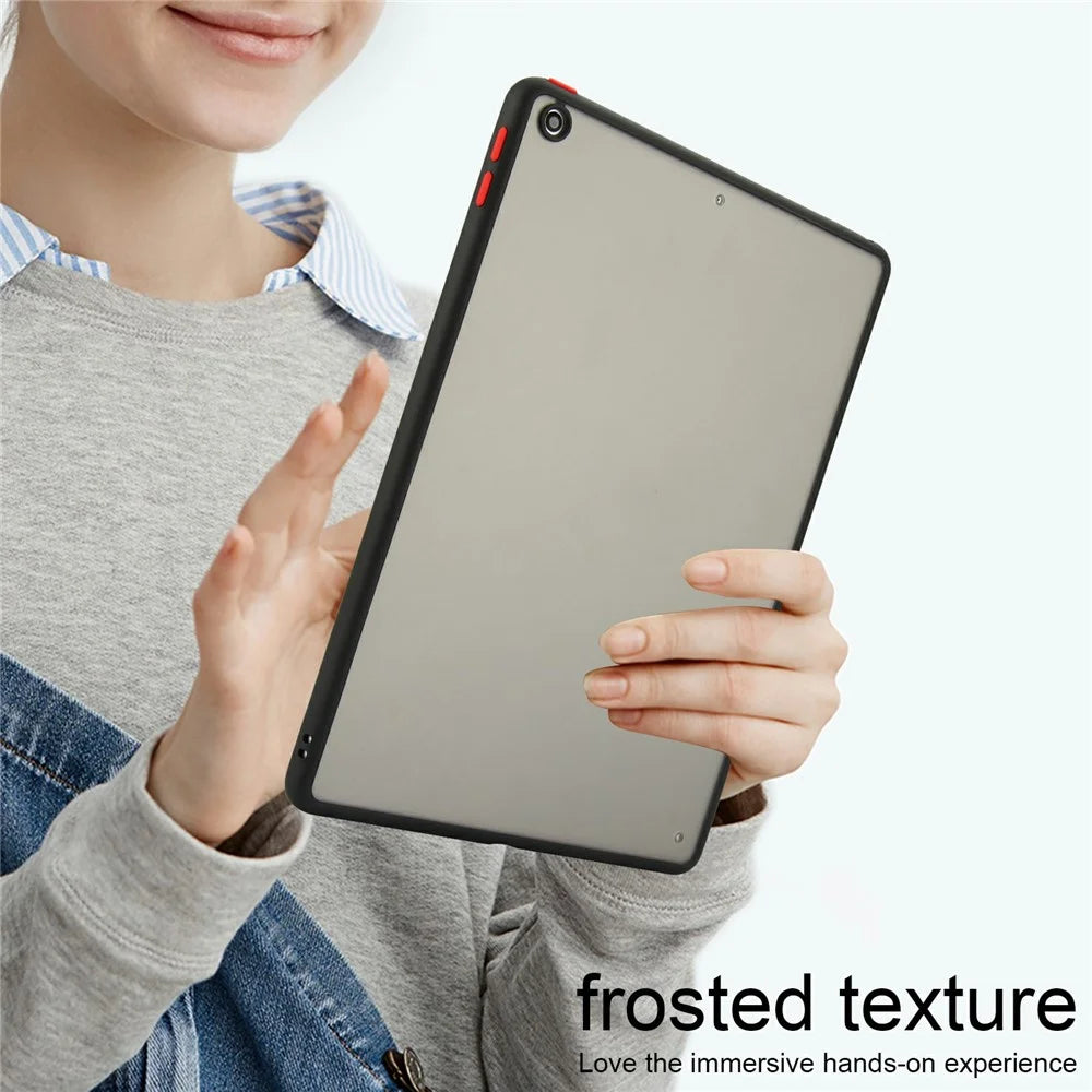 For iPad 9.7-inch (2018)  /  (2017) Case Skin Touch Matte Acrylic TPU Shockproof Tablet Cover - Black - 5