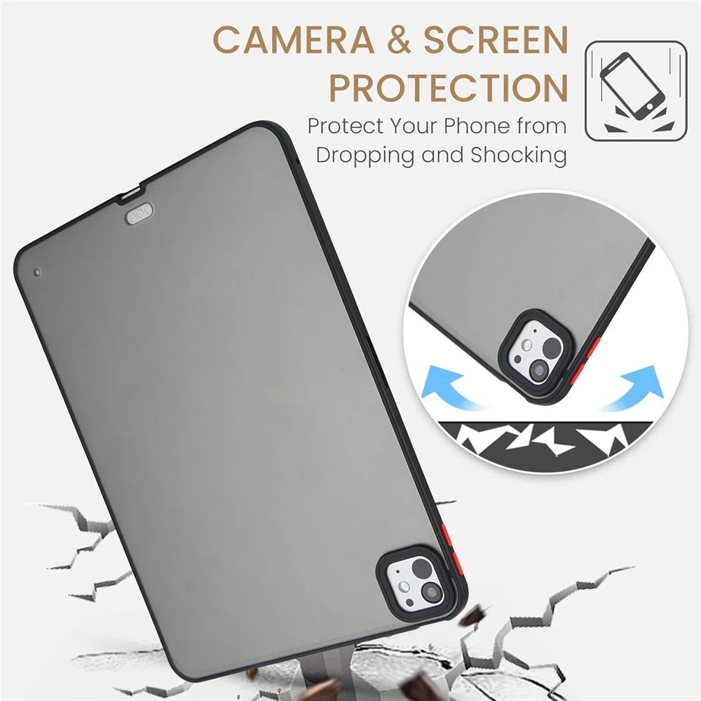 For iPad Pro 13 (2025) / 13 (2024) Case Skin Touch Matte Acrylic TPU Shockproof Tablet Cover - Black - 2