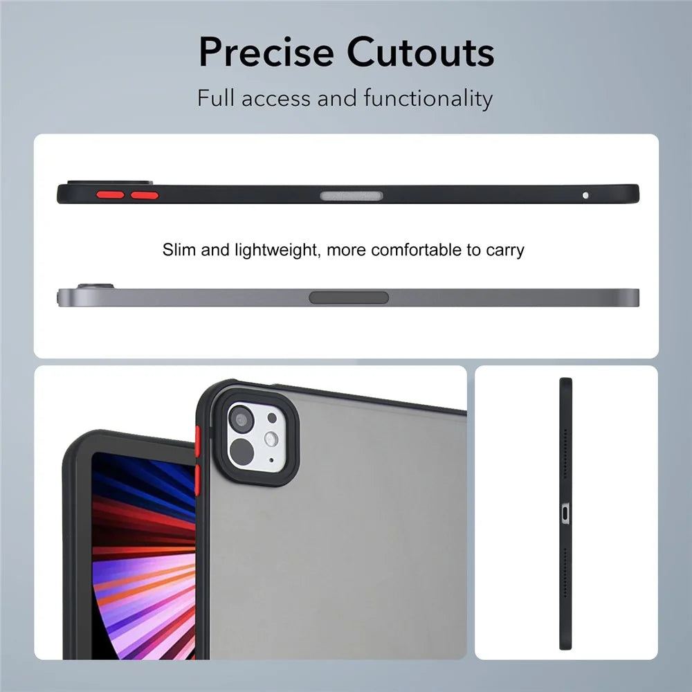 For iPad Pro 13 (2025) / 13 (2024) Case Skin Touch Matte Acrylic TPU Shockproof Tablet Cover - Black - 3