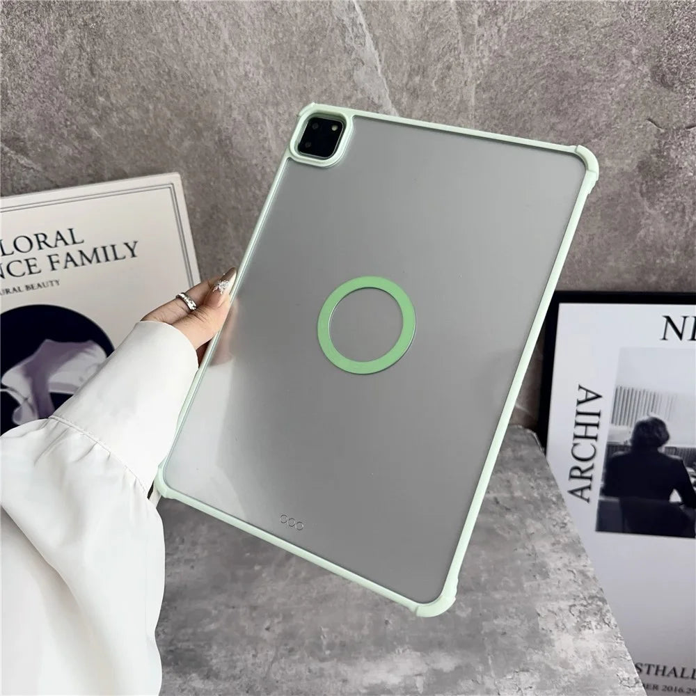 For iPad Air (2022)  /  (2020) Magnetic Case Frameless TPU Acrylic Clear Tablet Cover - Light Green - 1