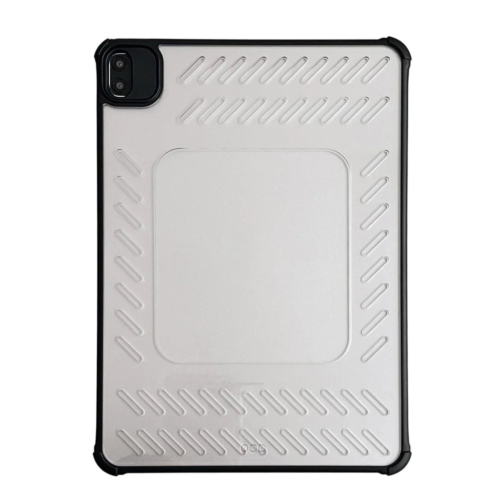 For iPad Air (2022)  /  (2020) Case Hollow Frameless Ventilated TPU Acrylic Clear Tablet Cover - Black - 2