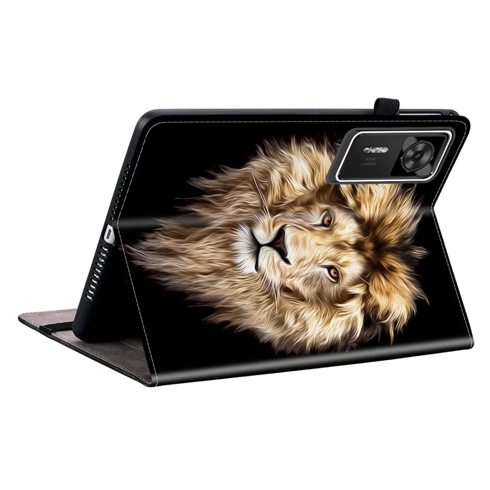 For Lenovo Legion Y700 Gen 4 Leather Case Pattern Printed Stand Tablet Cover with Card Slots - Lion Head - 2