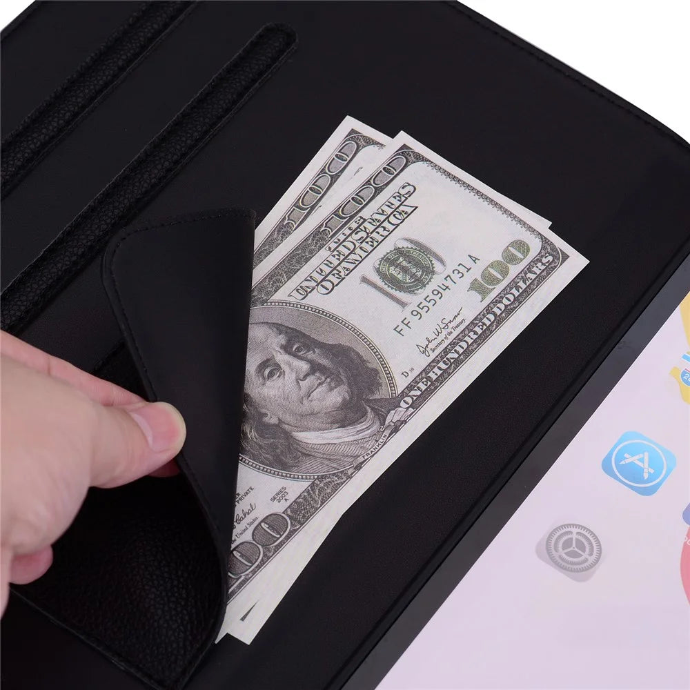 For Lenovo Tab P12 Case 3D Effect Cat Pattern Leather Stand Tablet Cover with Wallet, Stylus Holder - Black - 6