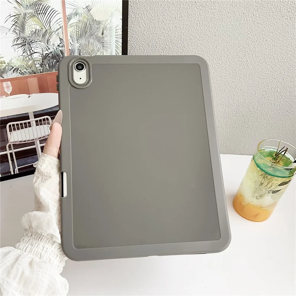 For iPad (2025)  /  10.9 (2022) Case Shockproof Soft TPU Tablet Cover with Pencil Holder - Grey - 2