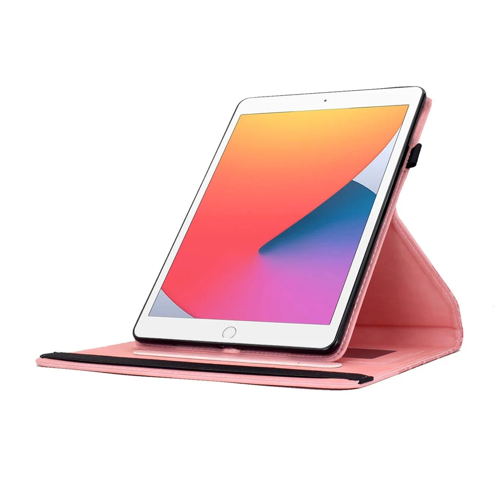 Tablet Case For iPad 10.2 (2020) / (2019) / Air 10.5 inch (2019) / Pro 10.5-inch (2017) Rotating Stand Building Block Imprinted Leather Cover - Pink - 3