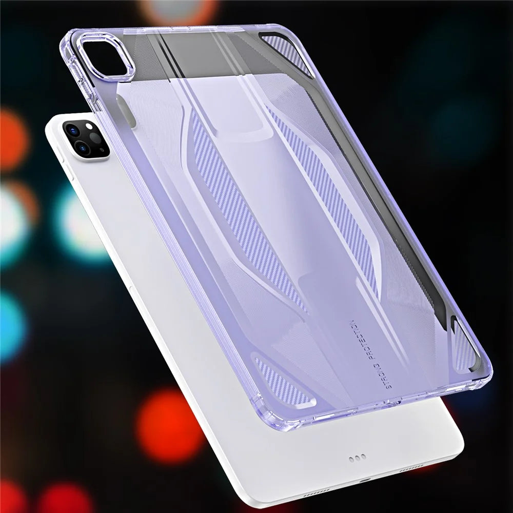 For iPad Pro 11 (2025) / 11 (2024) Case Anti Drop Clear TPU Tablet Cover - Transparent Purple - 2