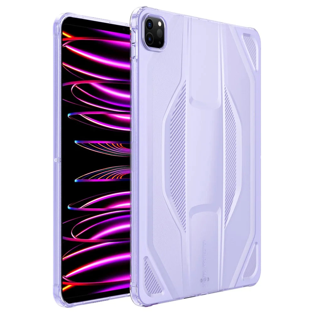 For iPad Pro 11 (2022) / (2021) / (2020) Case Anti Drop Clear TPU Tablet Cover - Transparent Purple - 1