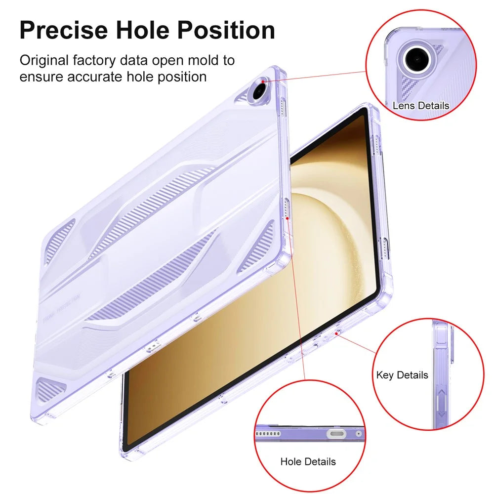 For Samsung Galaxy Tab A9 Case Anti Drop Clear TPU Tablet Cover - Transparent Purple - 7
