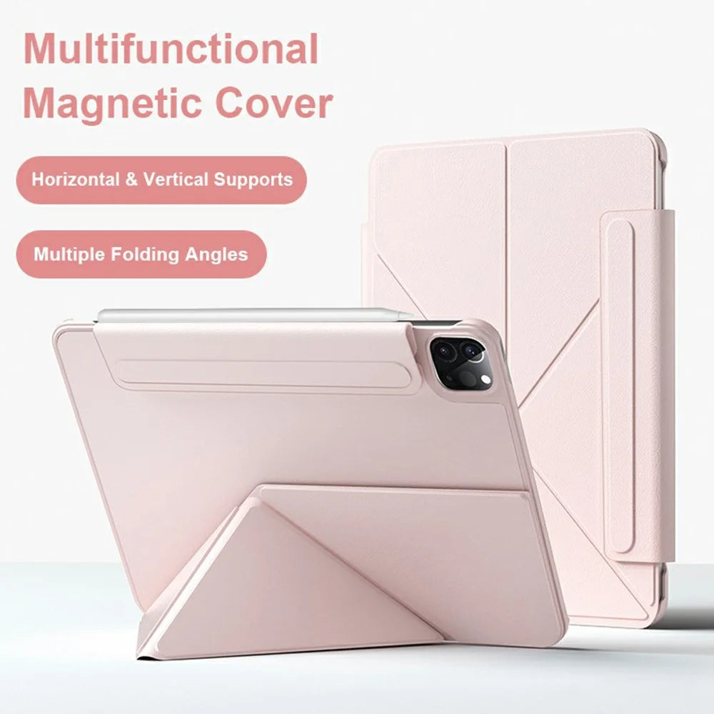 Smart Tablet Case For iPad Air 13 (2026) / (2025) / (2024) / Pro 12.9 (2022) / (2021) / (2020) / (2018) , Double-Sided Magnetic Closure Leather Cover - Pink - 2