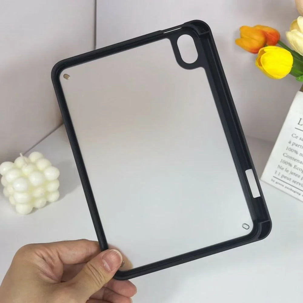 For iPad mini (2024) / (2021) Case Acrylic + PC Matte Tablet Cover with Pencil Holder - Black - 3
