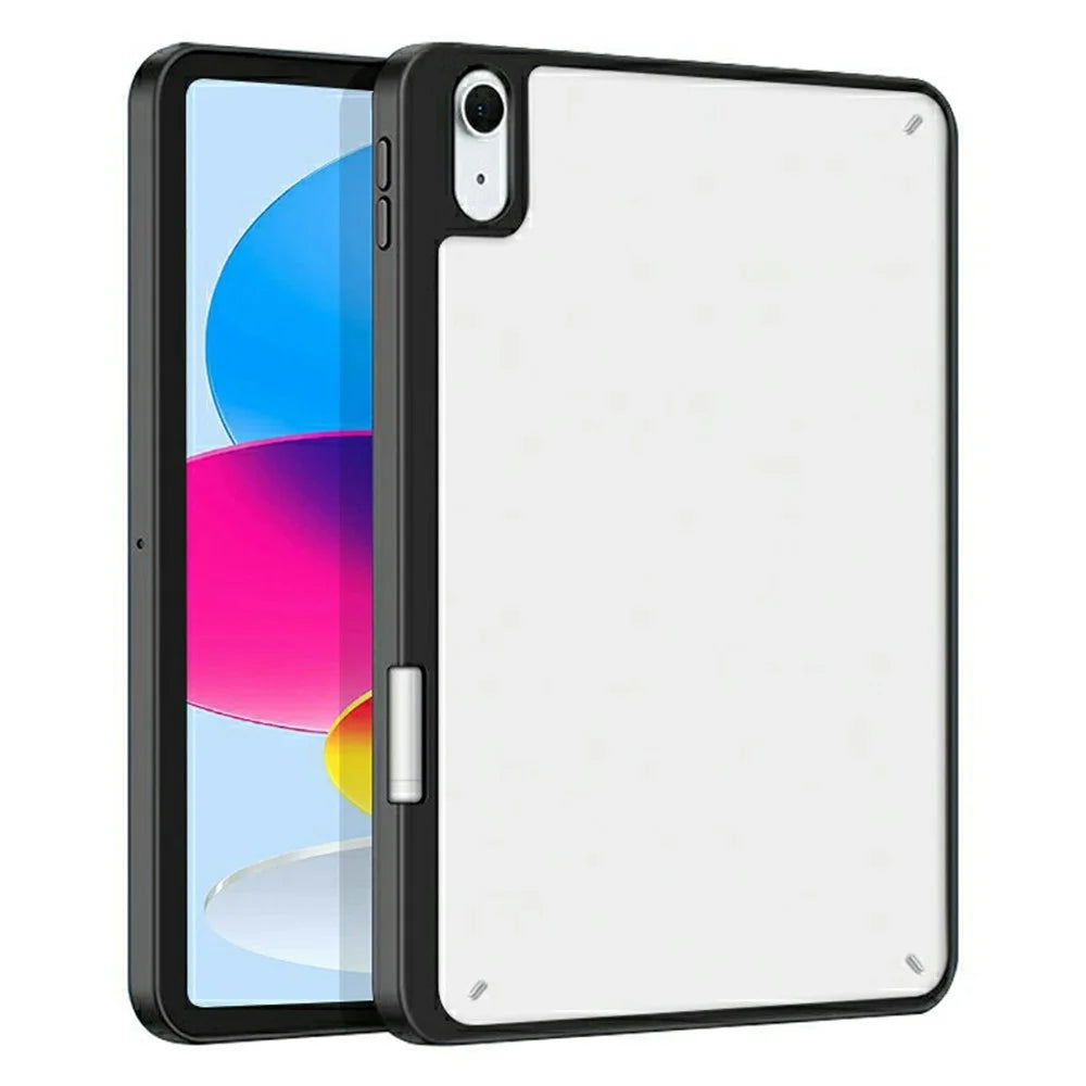 For iPad (2025) / iPad 10.9 (2022) Case Acrylic + PC Matte Tablet Cover with Pencil Holder - Black - 1