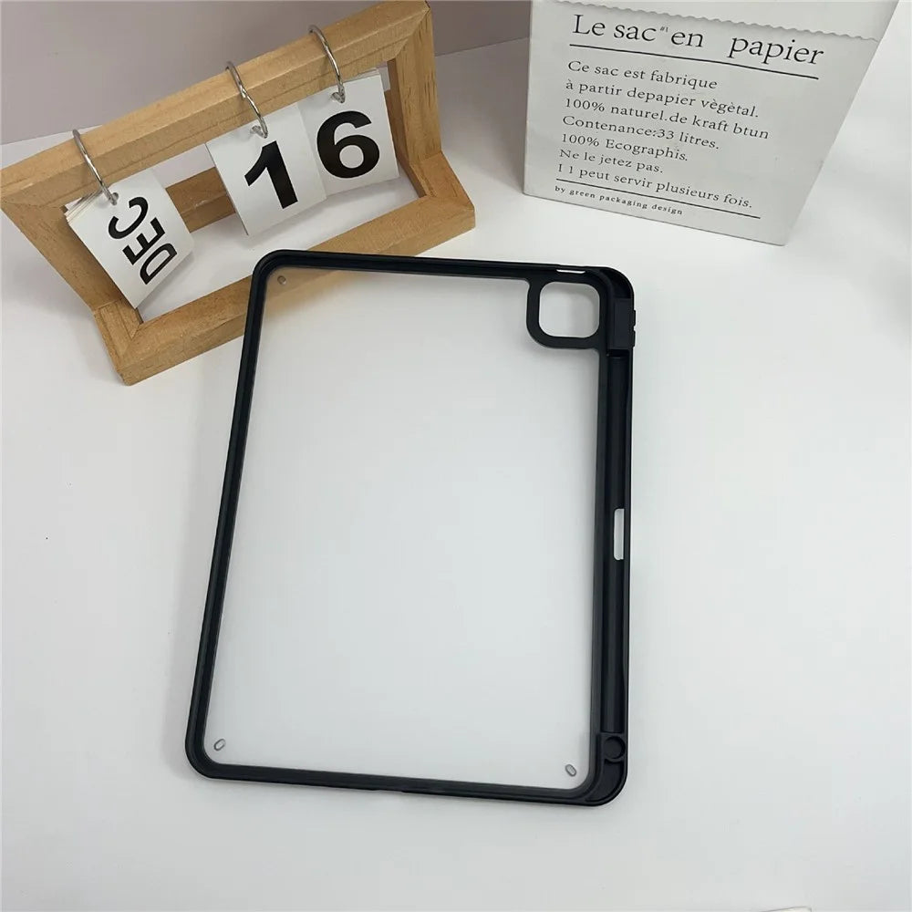 For iPad Pro 11 (2025) / 11 (2024) Case Acrylic + PC Matte Tablet Cover with Pencil Holder - Black - 2