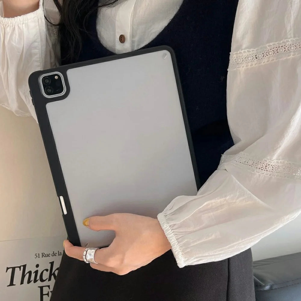 For iPad Pro 11 (2025) / 11 (2024) Case Acrylic + PC Matte Tablet Cover with Pencil Holder - Black - 4