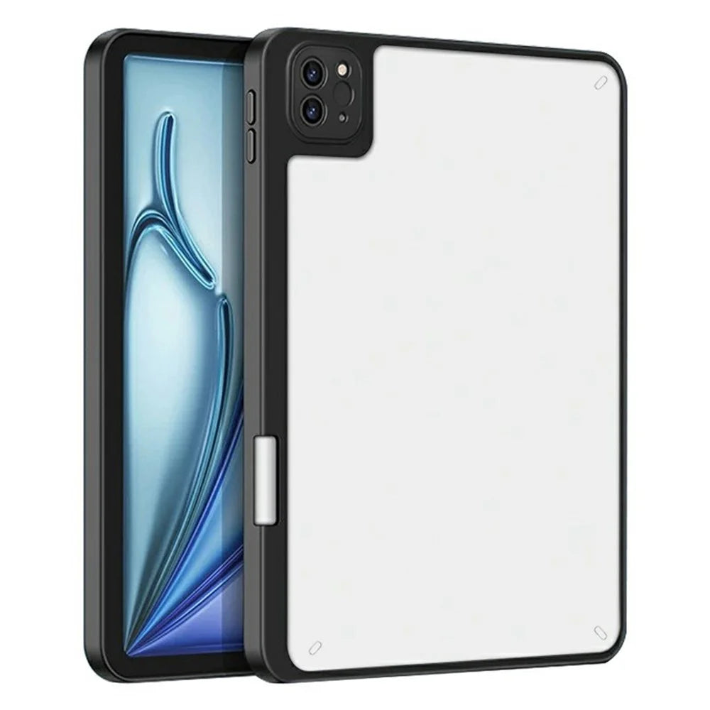 Tablet Case For iPad Air 13 (2026) / (2025) / (2024) / Pro 12.9 (2022) / (2021) / (2020) / (2018) , Acrylic + PC Matte Cover with Pencil Holder - Black - 1